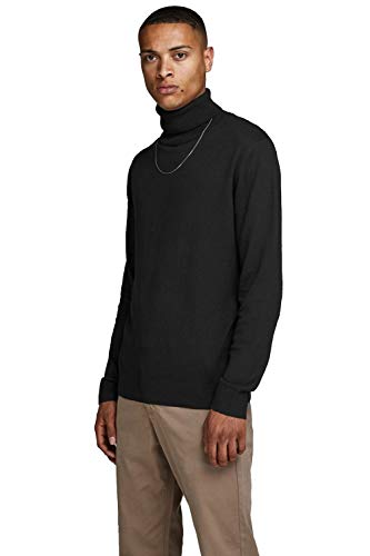 Jack & Jones Jjeemil Knit Roll Neck Noos Camiseta Cuello Alto, Negro (Black Black), Large para Hombre