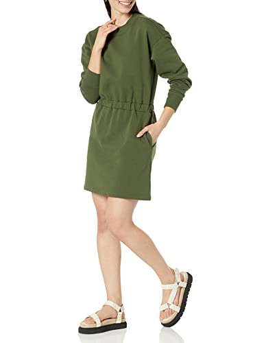 Amazon Essentials Vestido Sudadera de Punto con Cintura (Disponible en Tallas Grandes) Mujer, Verde Oliva Oscuro, XXL Grande