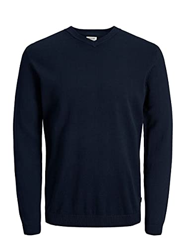 Jack & Jones Jjebasic Knit V-Neck Noos Suéter, Azul (Navy), XL para Hombre