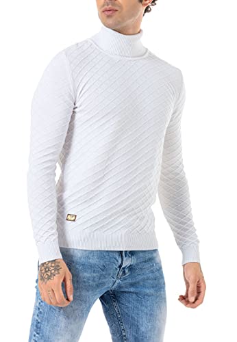 Jersey de Cuello Alto Suéter Hombre Blanco XL
