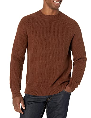 Amazon Essentials Jersey oversize de algodón texturizado con cuello redondo Hombre, Marrón Intenso, XL